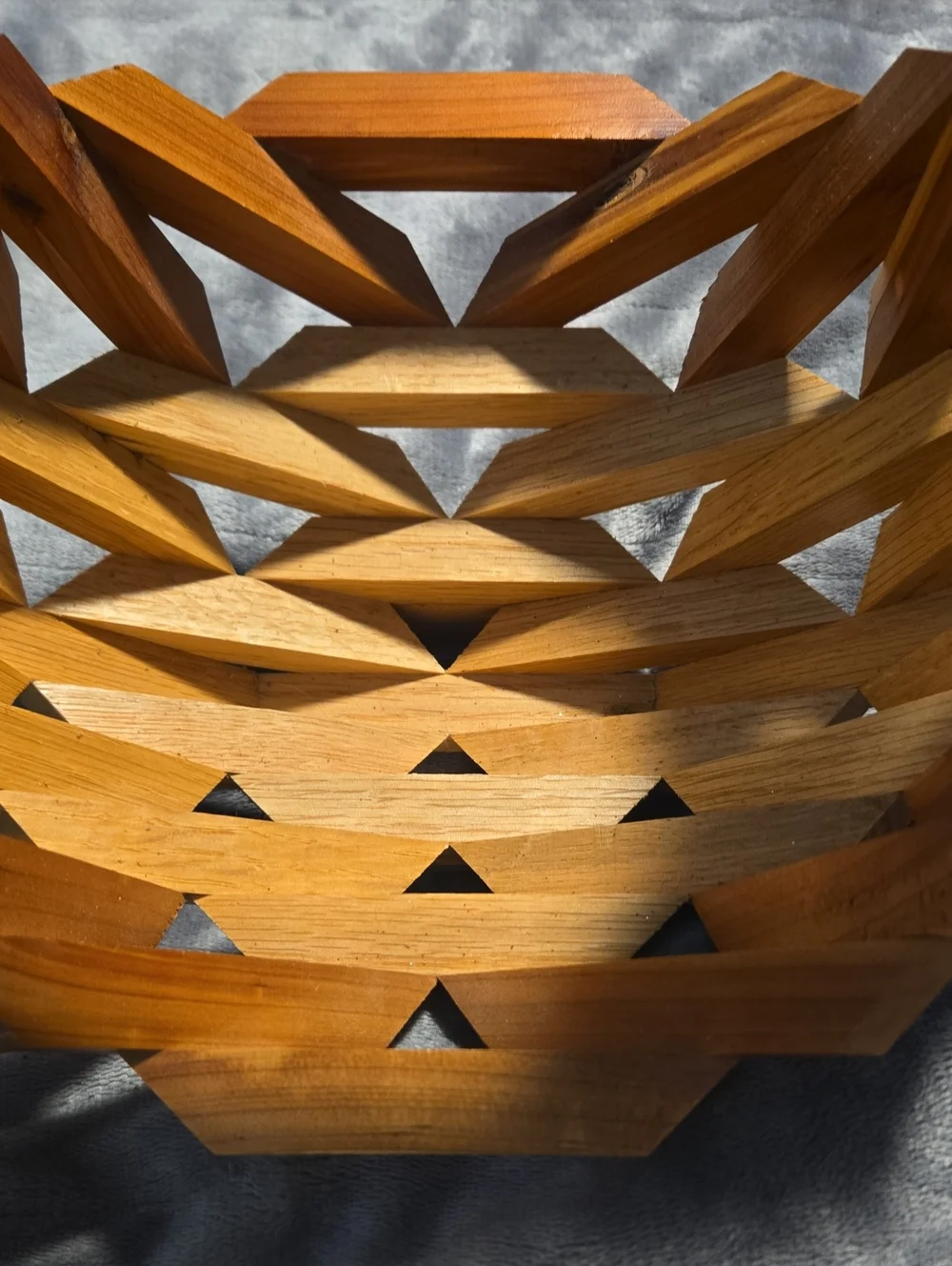 Mid-Century Modern (MCM)Wooden Basket-Handcrafted Geometric Fruit Bowl/Planter